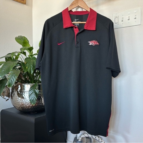 Nike Other - Nike Dri Fit Men’s Arkansas Razorbacks SS Polo Shirt Sz XL Black Red